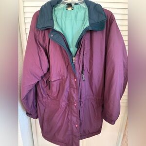Patagonia Plum Puffer Coat with Teal Interior